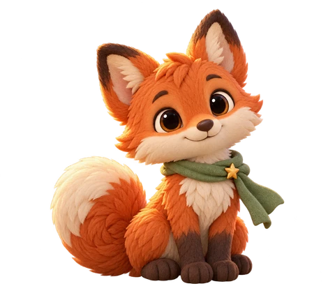 Pip, a little red fox with a green scarf